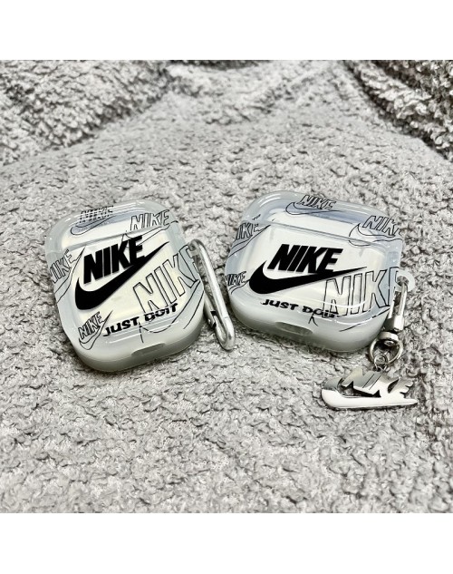 Nike ナイキハイブランド Airpods 4/Pro2保護カバー カラビナ付きエアーポッズ 4/プロ2/3ケース レザー紛失防止 Airpods 4/Pro2/3ケース 第3世代 airpods pro2/3ケース チエーン付きメンズ レディース